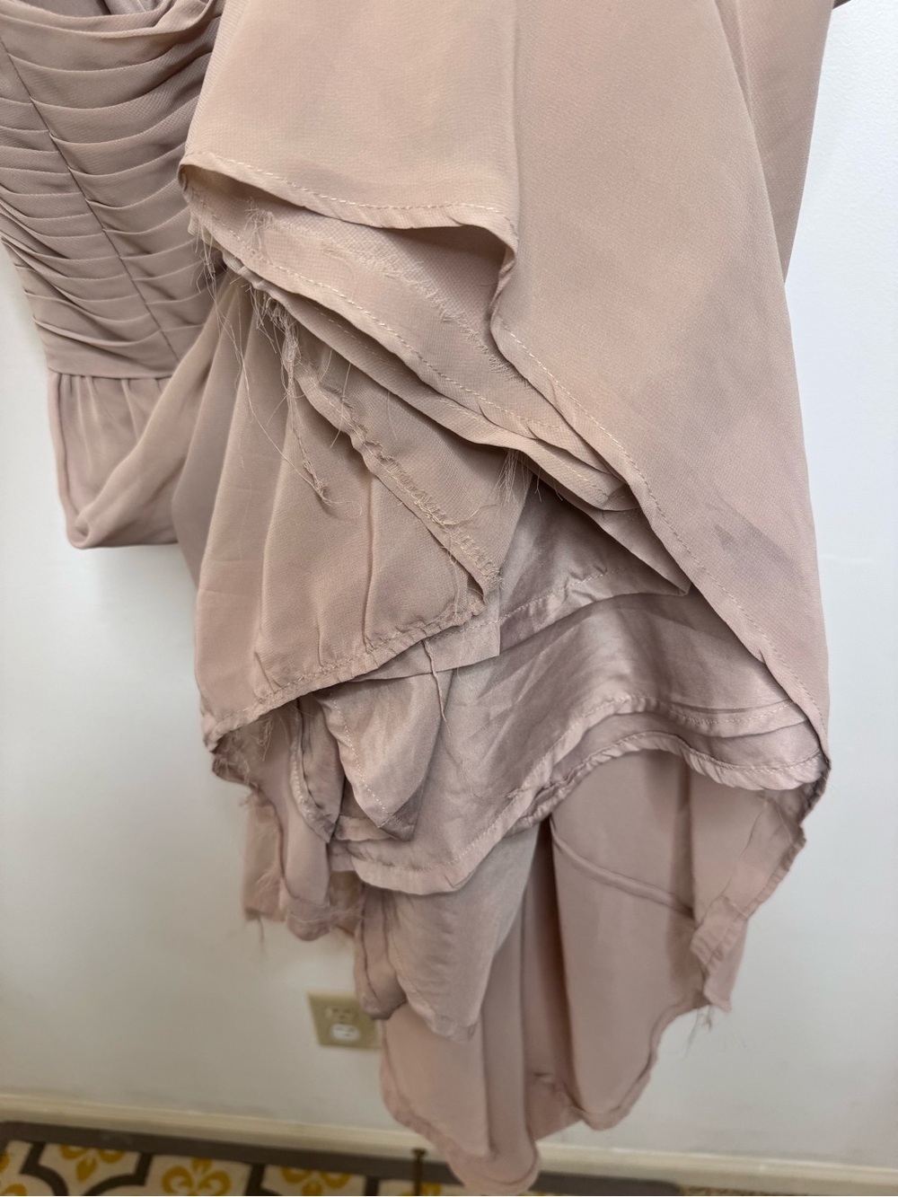 Azazie Alia Taupe A-Line Pleated Chiffon Dress - Picture 8 of 9